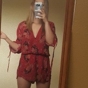 red floral romper